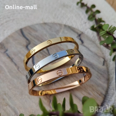 Луксозна гривна Cartier LOVE + отвертка златна, сребърна, розово злато, снимка 6 - Гривни - 52424360