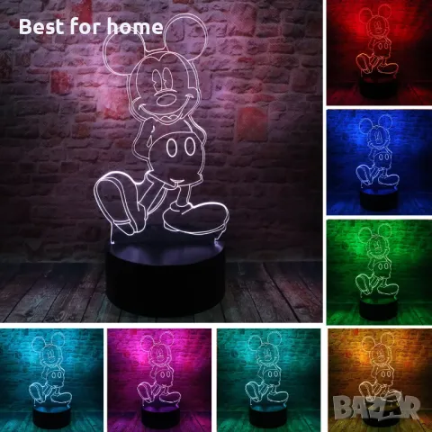 Mickey Mouse 3D LED лампа, снимка 3 - Други - 48383818