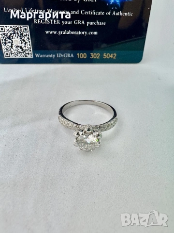 Сребърен пръстен с мойсанит (диамант) 1 карат, снимка 10 - Пръстени - 52059258