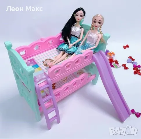 Легло за кукли Барби с пързалка двуетажно