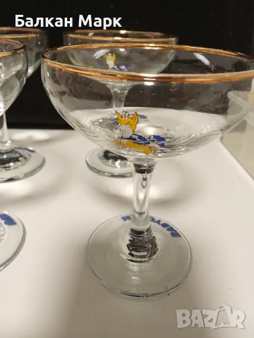 Винтидж, ретро чаши за шампанско Babycham 4 бр. с позлата, снимка 4 - Чаши - 56166202
