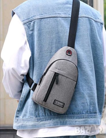 Мъжка чанта за рамо сива , снимка 4 - Чанти - 41784527