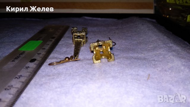СТАРИ ФИГУРАЛНИ МЕСИНГОВИ ЗЛАТИСТИ АРТ ОБЕЦИ - АЙФЕЛОВА КУЛА 34570, снимка 6 - Обеци - 39061938