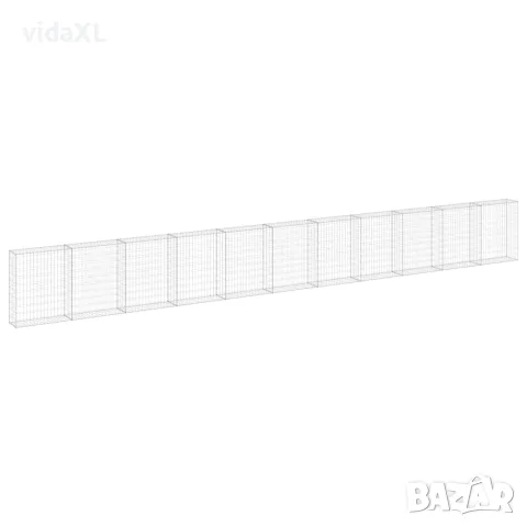 vidaXL Габионна стена с капаци, поцинкована стомана, 900x30x100 см