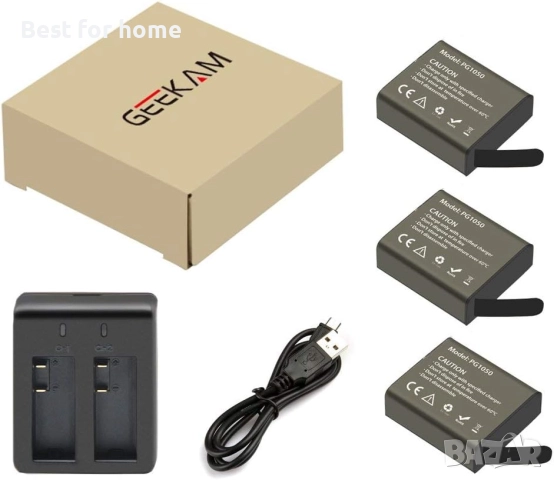 Батерия за екшън камера 3 x 1050mAh, снимка 8 - Батерии, зарядни - 52573264