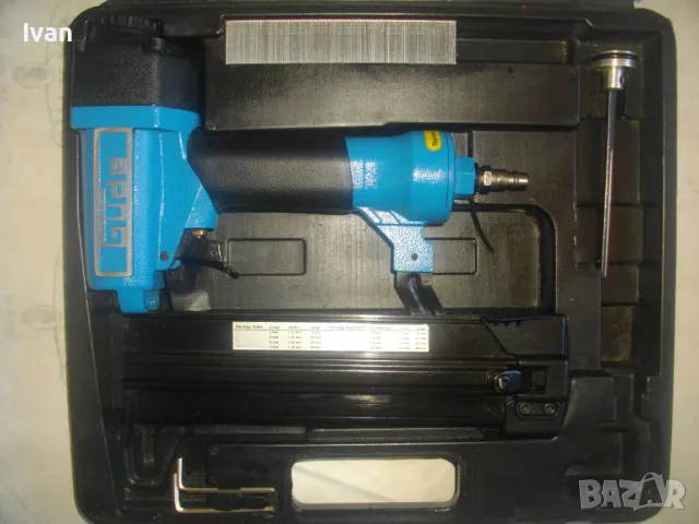 GUDE Голям Немски ОРИГИНАЛЕН ПНЕВМАТИЧЕН ТАКЕР Комбиниран Скоби Пирони до 50мм Почти нов Пълен к-т, снимка 7 - Други инструменти - 47532297