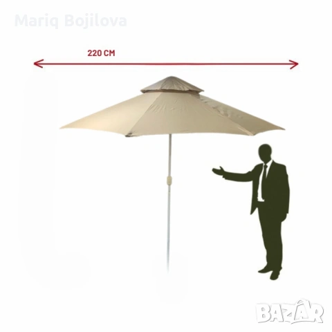 Плажен чадър Кафяв – 220см/270см диаметър NS 3906/NS 3907, снимка 2 - Други стоки за дома - 53614151