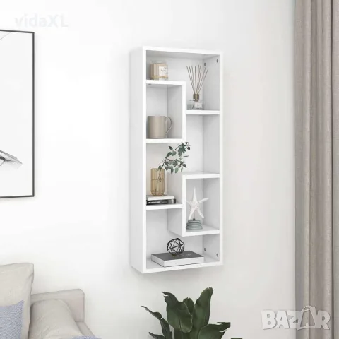 vidaXL Стенен рафт, бял, 36x16x90 см, инженерно дърво, снимка 2 - Етажерки - 56147796
