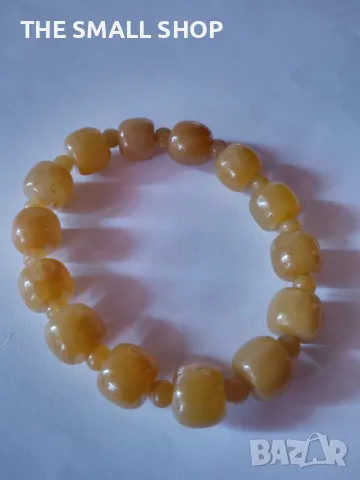 Гривна от златист нефрит със сертификат, снимка 5 - Гривни - 48140842