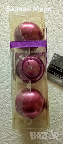 ✨ Френски Коледни свещи – комплект от 3 топки ✨