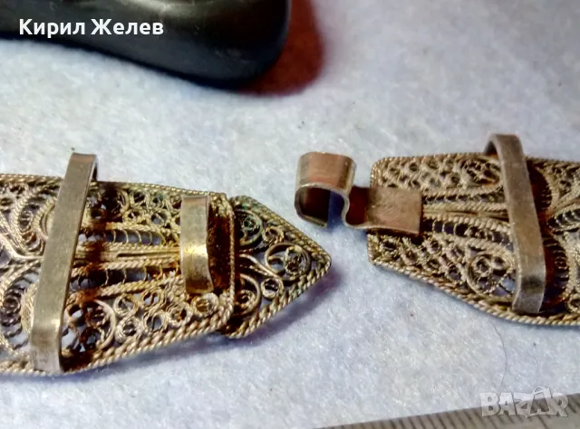 ВЪЗРОЖДЕНСКИ МАЙСТОРСКИ ФИЛИГРАННИ СРЕБЪРНИ ПАФТИ За ЕТНОГРАФСКО КОЛАНЧЕ ВИСОКА ПРОБА СРЕБРО 47559, снимка 9 - Антикварни и старинни предмети - 48473990