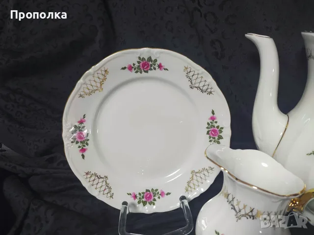 Немски, красив сервиз "Златна дантела с рози", снимка 7 - Сервизи - 56087433