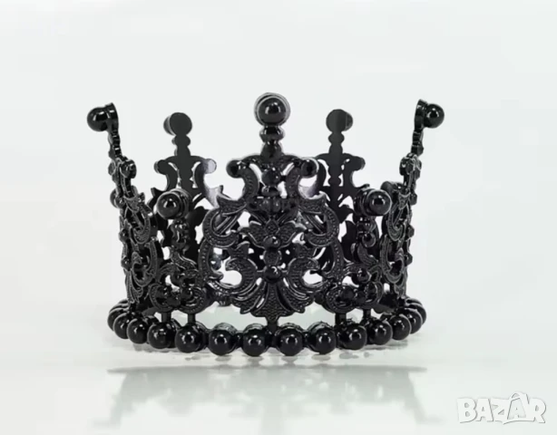 средна сребриста златиста черна корона Тиара с перли и камъчета метална за украса декор торта парти, снимка 8 - Други - 41886438