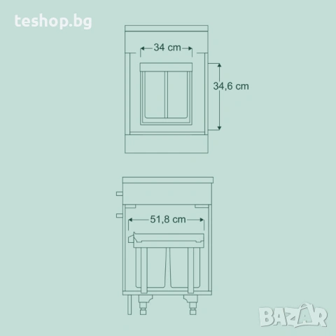 Бял кош за еднократни отпадъци за монтаж в шкаф под мивка Relaxdays, снимка 6 - Органайзери - 53652274