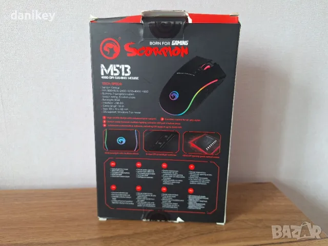 Светеща геймърскa мишка Scorpion M513, снимка 2 - Клавиатури и мишки - 50269278