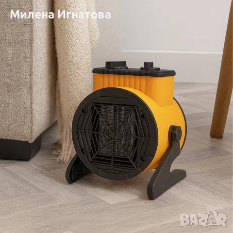 Електрически нагревател вентилатор 2kW с ръчен термостат – Идеален за бързо и ефективно отопление, снимка 3 - Вентилатори - 55959662