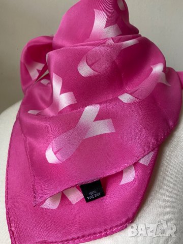 Малък копринен шал в цикламено розово, снимка 5 - Шалове - 39871543