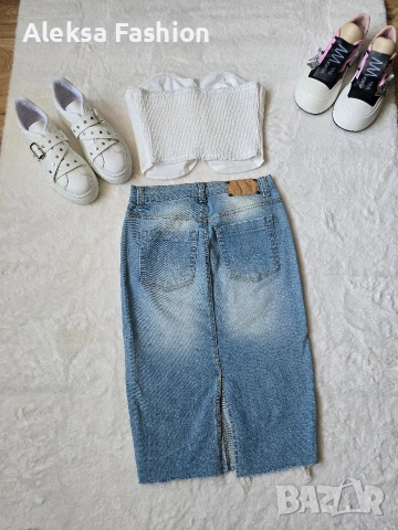 Дамска дънкова атрактивна пола, снимка 2 - Поли - 38639605