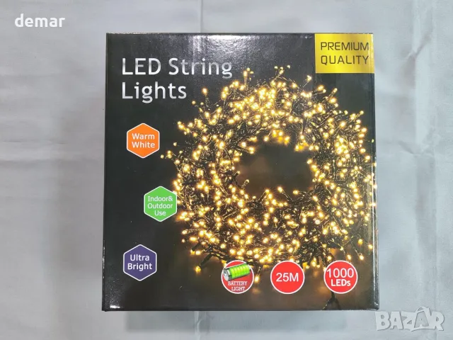 Quntis 25M 1000 LED коледни светлини, водоустойчиви, топло бяло, таймер, 8 режима, снимка 11 - Други - 47512354