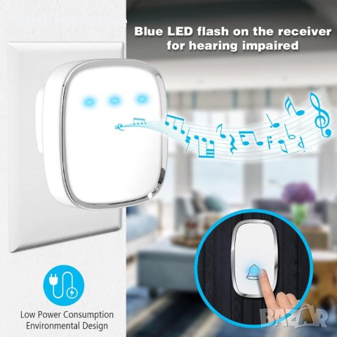 Безжичен звънец с обхват 280 м, 36 мелодии, 4 нива на звука, снимка 8 - Други - 41652791