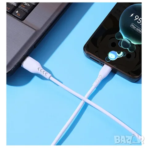 Micro USB кабел 1TECH JYS-003M, 5A, 1 м, USB-A, за зареждане и данни, бял, снимка 6 - USB кабели - 56314340
