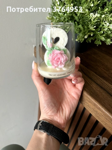 натурална соева свещ осми Март подарък, снимка 4 - Декорация за дома - 53532336