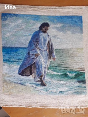 Продавам гоблен "Исус ходи по брега", снимка 3 - Гоблени - 42483974