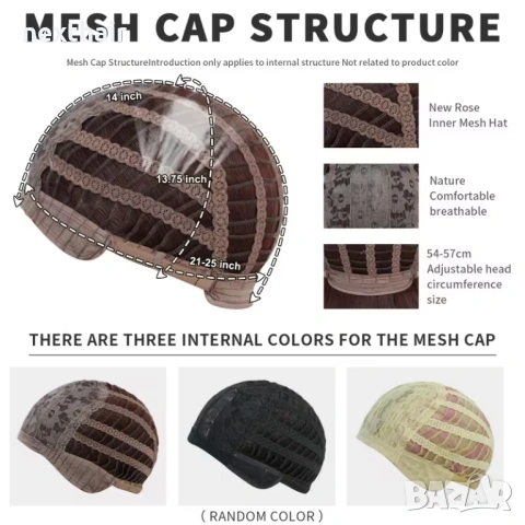 Руса омбре перука с тъмни корени и бретон - 80 см дължина, обем и вълни, снимка 8 - Аксесоари за коса - 53558667