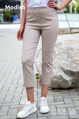 Еластичен 7/8 едноцветен дамски панталон 9710, снимка 3 - Панталони - 50696035