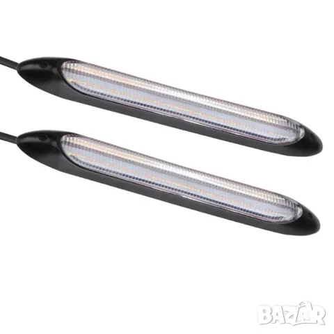 Дневни LED светлини 155мм бяло и жълто 12V 2 броя