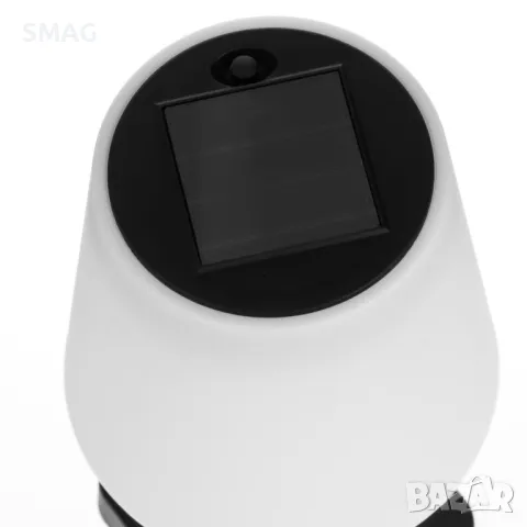 Соларна настолна лампа Черна Бяла Шапка Ø12x23см S_1236415, снимка 4 - Соларни лампи - 49907430