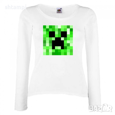 Дамска тениска Creeper Face 2 майнкрафт Minecraft,Игра,Забавление,подарък,Изненада,Рожден Ден., снимка 4 - Тениски - 36520628