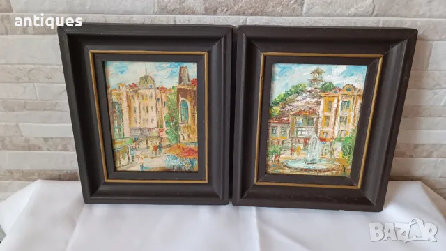 Картини "Пловдив" комплект два броя - 21/18см - Х.Журналов, снимка 7 - Антикварни и старинни предмети - 47503873