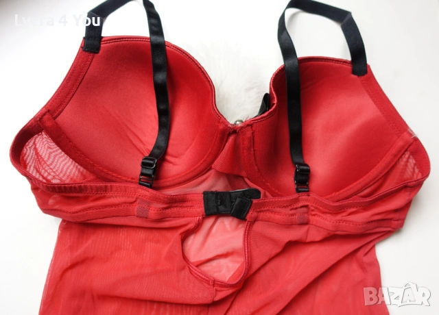 Bonprix Lingerie 85A-B червена нощничка с бял пух, снимка 6 - Бельо - 53841918