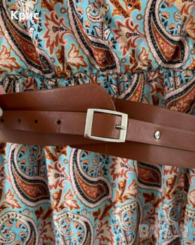 Стилна ежедневна рокля с колан, размер L, снимка 4 - Рокли - 44461740