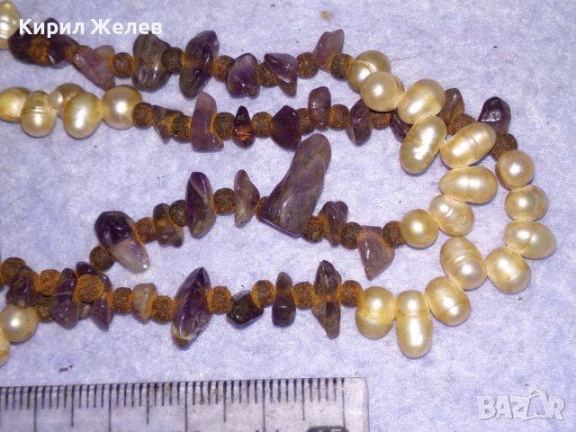 СТАРО СКЪПОЦЕННО КОЛИЕ ЕСТЕСТВЕНИ РЕЧНИ ПЕРЛИ АМЕТИСТ и ПАТИНИРАН МЕТАЛ 38887, снимка 13 - Антикварни и старинни предмети - 41865435