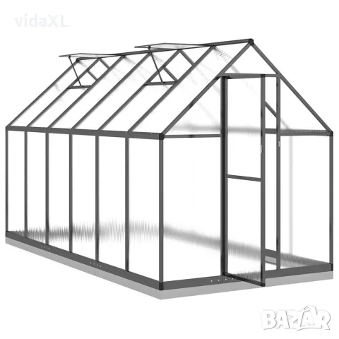 vidaXL Оранжерия с основа рамка антрацит 334x169x202 см алуминий, снимка 6 - Оранжерии - 56146825