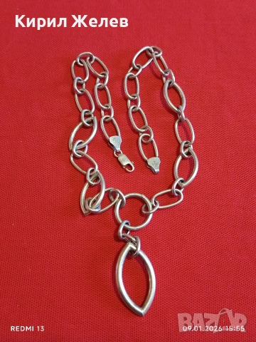 Масивен сребърен ланец много красив майсторска ръчна изработка 53062, снимка 8 - Колиета, медальони, синджири - 53044956