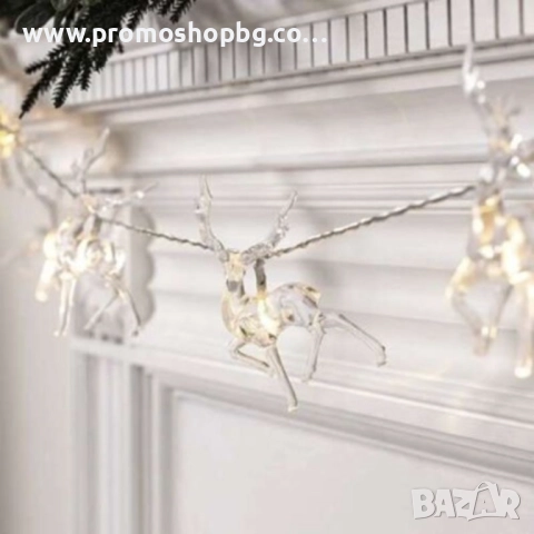Коледна декорация, LED светещи еленчета, топло бяло, 10 броя, снимка 6 - Декорация за дома - 41397010