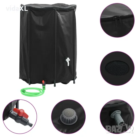 vidaXL Резервоар за вода с кран, сгъваем, 1350 л, PVC