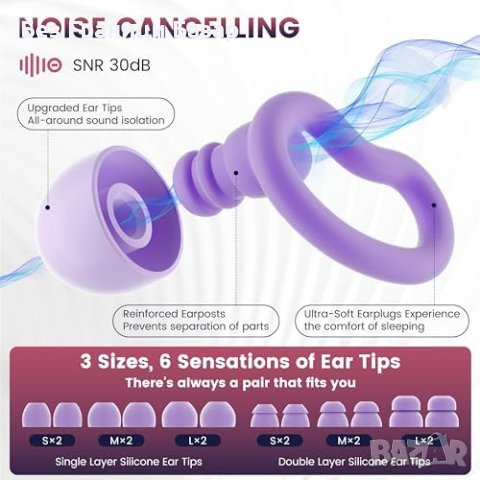 Нови Многократни Ушни Тапи WLSCTY, 3 Размера, Ефективни срещу Хъркане, снимка 2 - Други - 44261691