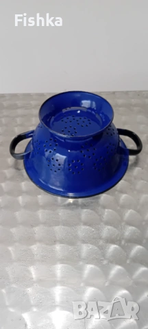 Немски метален емайлиран гевгир – 21 см, кралско синьо, снимка 5 - Прибори за хранене, готвене и сервиране - 53032877