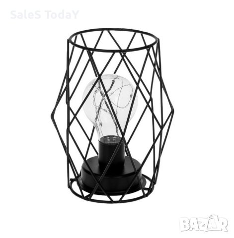 Настолна лампа с батерии, метална нощна лампа, декоративна, 10 LED ,12x12x16,5 см, батерии