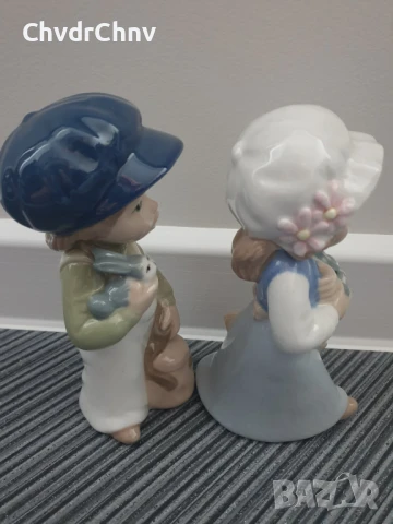 Lladro CASADES статуетки 18см/2бр чифт/ЛАДРО КАСАДЕС испанска порцеланова фигура/деца с шапки, снимка 2 - Статуетки - 51160979