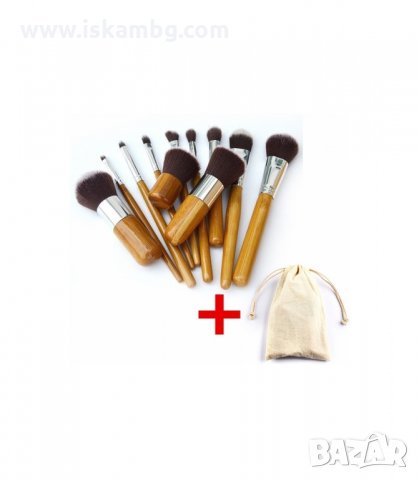 КОМПЛЕКТ 11 БРОЯ ЧЕТКИ ЗА ГРИМ С БАМБУКОВИ ДРЪЖКИ - КОД 1574, снимка 6 - Други - 34011102