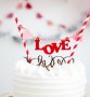 love червен надпис Валентин топер сламки с надпис за за торта, снимка 1 - Други - 35936300