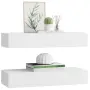 vidaXL Стенни рафтове с чекмеджета, 2 бр, бели, 60x23,5x10 см, МДФ, снимка 4