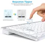Bluetooth клавиатура OMOTON KB066 за Mac и др., компактна безжична клавиатура, цвят: сребристо/бяло , снимка 5