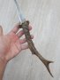 Стар ръчно направен нож острие с рогова дръжка , снимка 4