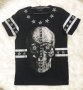 УНИКАЛНА черна мъжка тениска с череп с черни и сребристи камъчета, снимка 1